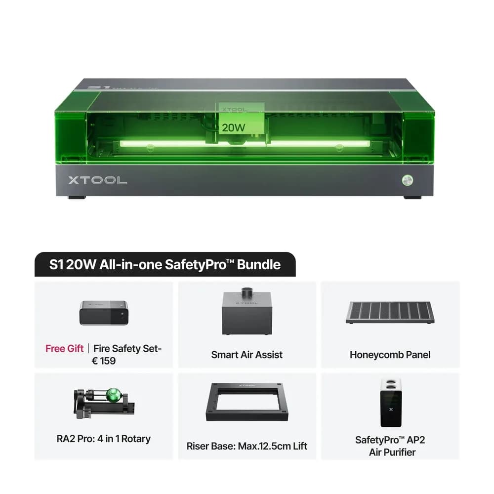 Gravator laser xTool S1 – 20 W (P1030519 + P5010367 + P5010391) — miniatură
