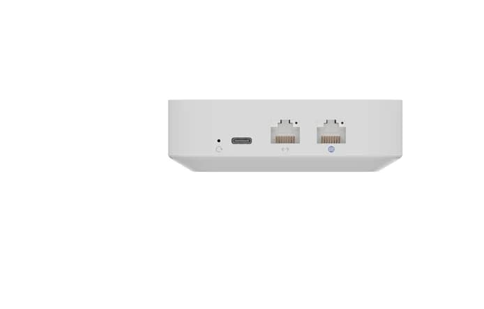 Ubiquiti Gateway lite, UXG-LITE, Dimensiuni: 98 x 98 x 30 mm, greutate: 320g, Procesor: Dual-core ARM® Cortex®-A53 at 1 GHz, Memorie:1 GB DDR3L, Interfata: 1 x GbE RJ45, 1 x WAN GbE RJ45, Alimentare: USB type C (5V/3A), Bluetooth 5.1. — miniatură
