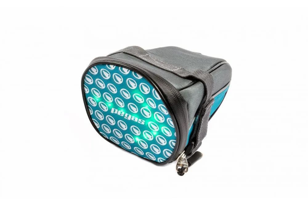 BORSETA SA PEGAS CU SEMNALZARE 30LED, CULOARE LED VERDE ROSU, BATERIE LITIU REINCARCABILA 650MAH, 180X120X110MM, GRI ALBASTRU — miniatură