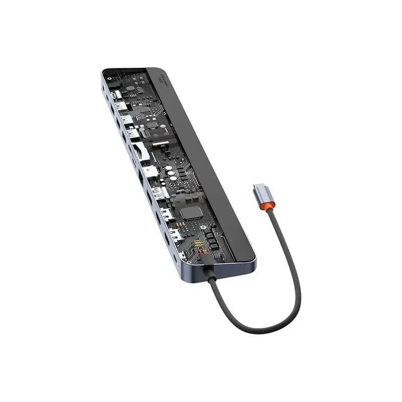 DOCKING Station Baseus EliteJoy Gen2 12-in-1, conectare PC USB-C,HDMIx2,USB3.0x3,PDx1,DPx1,SD/TFx1,RJ45x1,Type-C Datax1,jack 3.5mmx1, gri "WKSX030213" - 6932172613877 — miniatură