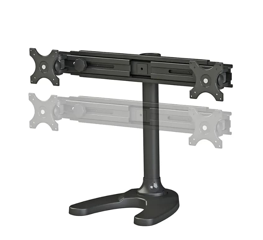 Suport dublu monitor de birou Neomounts FPMA-D700DD; pentru display-uri cu diagonale 19"-30", sistem de prindere VESA 75x75~100x100, greutate maxima suportata 8kg - per ecran, full motion, tilt +180°, swivel +180°, rotate +360°; inaltime reglabila manual 340-444mm; culoare negru. — miniatură
