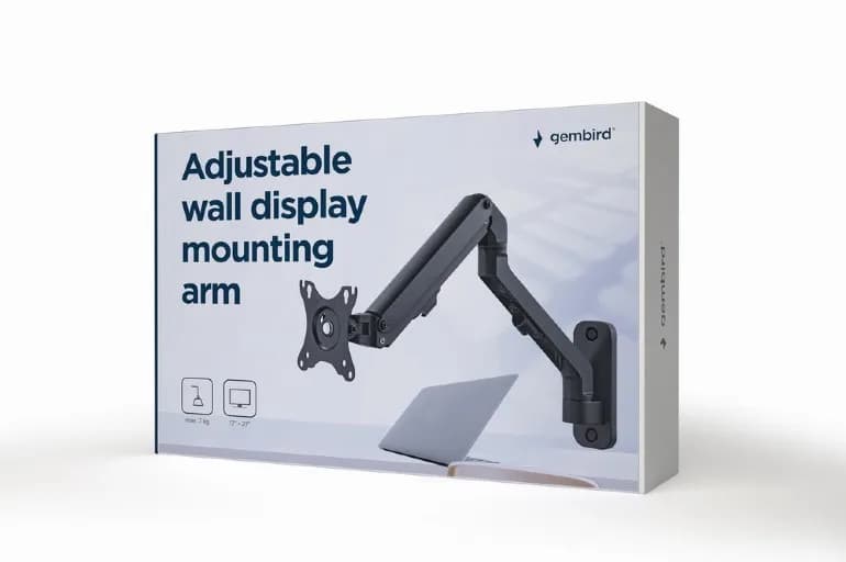 SUPORT de perete GEMBIRD, pt 1 TV/monitor plat, diag. max 17" - 27", rotatie, inclinare, pliere, 2 ~ 7 kg, "MA-WA1-02" — miniatură