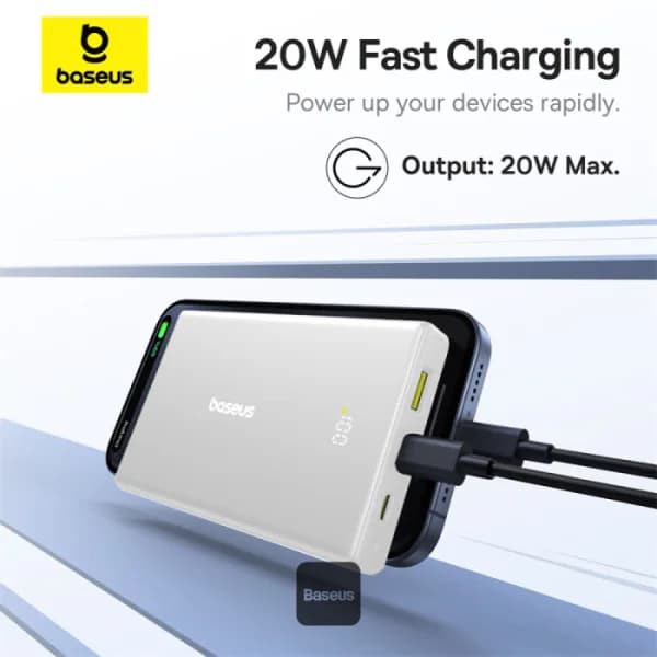 POWER BANK Baseus PicoGo, 10000mAh, 20W, 2 x USB Type-C, 1 x USB, cablu inclus USB Type-C la USB Type-C 30cm, alb, "P10076801213-00" - 6932172684488 — miniatură