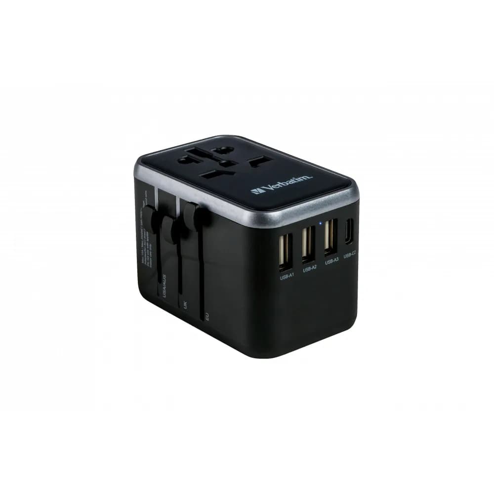 Adaptor universal Verbatim UTA-04, 6-in-1Priza cu USB-C PD si QC, USB-C, 3 x USB-A "49546"