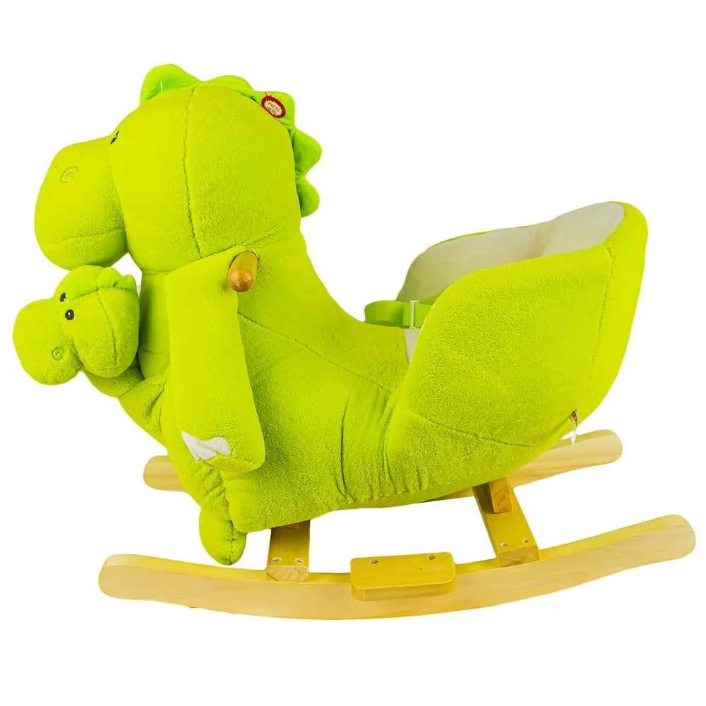 Balansoar pentru bebelusi, Dinozaur, lemn + plus, 60x34x45 cm — miniatură