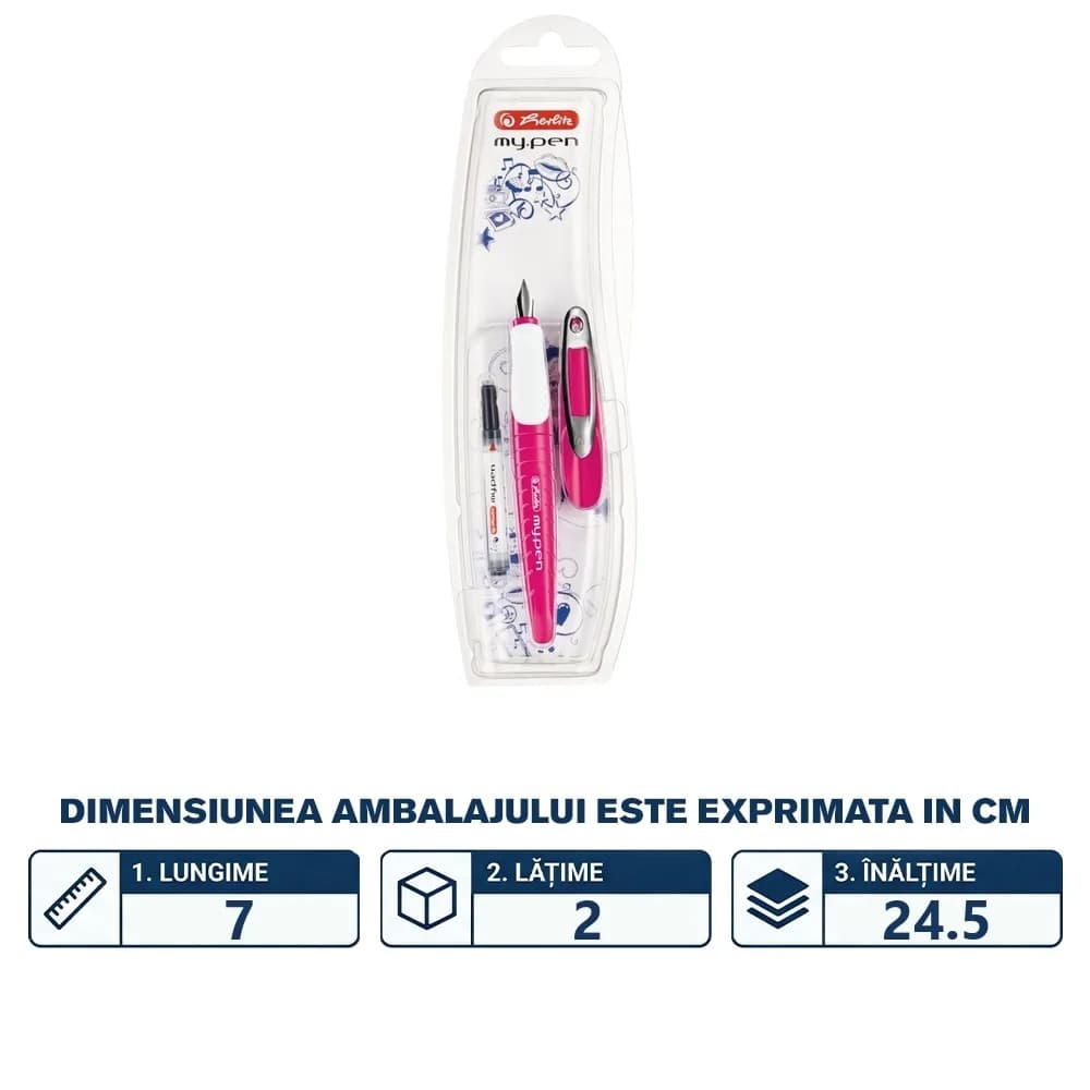 Stilou My Pen, penita M, roz/alb - blister — miniatură
