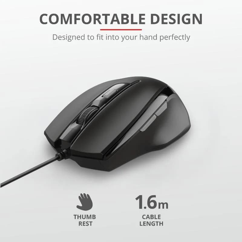 Mouse Trust Voca Comfort Mouse, 2400 dpi, negru — miniatură