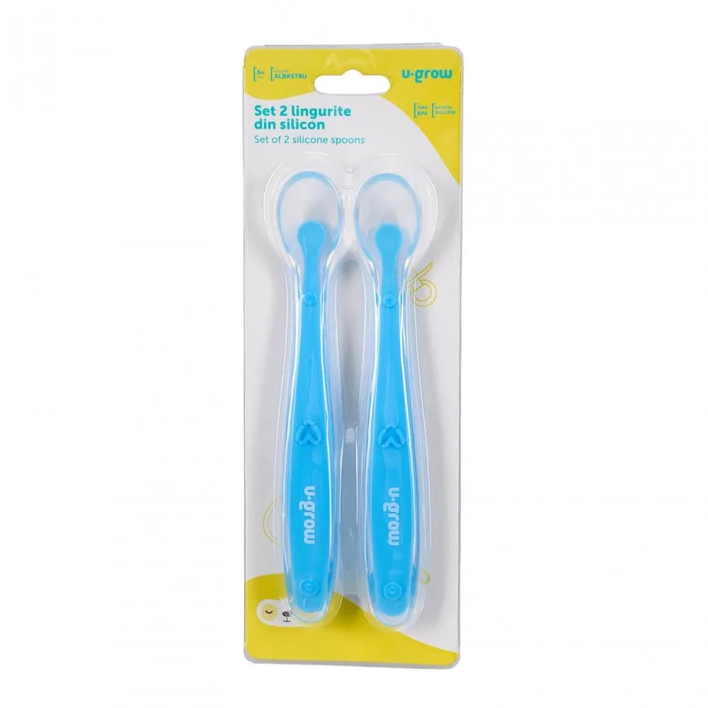 Set 2 lingurite silicon, light blue, U-Grow — miniatură