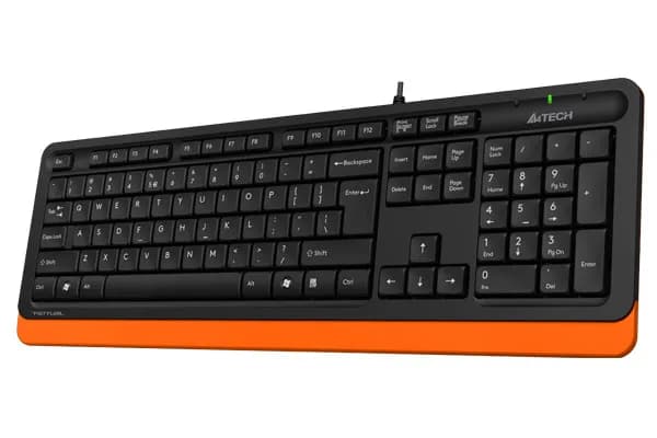TASTATURA A4TECH, "Fstyler USB", cu fir, 104 taste format standard, USB, negru & portocaliu, "FK10 Orange" — miniatură