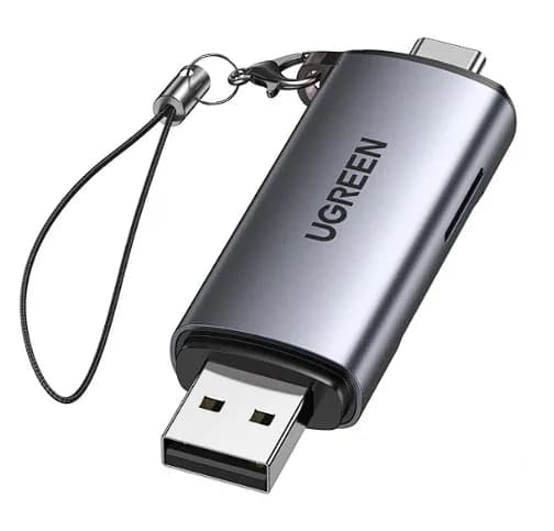 CARD READER extern Ugreen,"CM185" interfata USB 3.0/USB Type-C 3.0,citeste/scrie:SD,microSD viteza pana la 5 Gbps,suporta carduri maxim 2TB,plastic,black "50706"-6957303857067