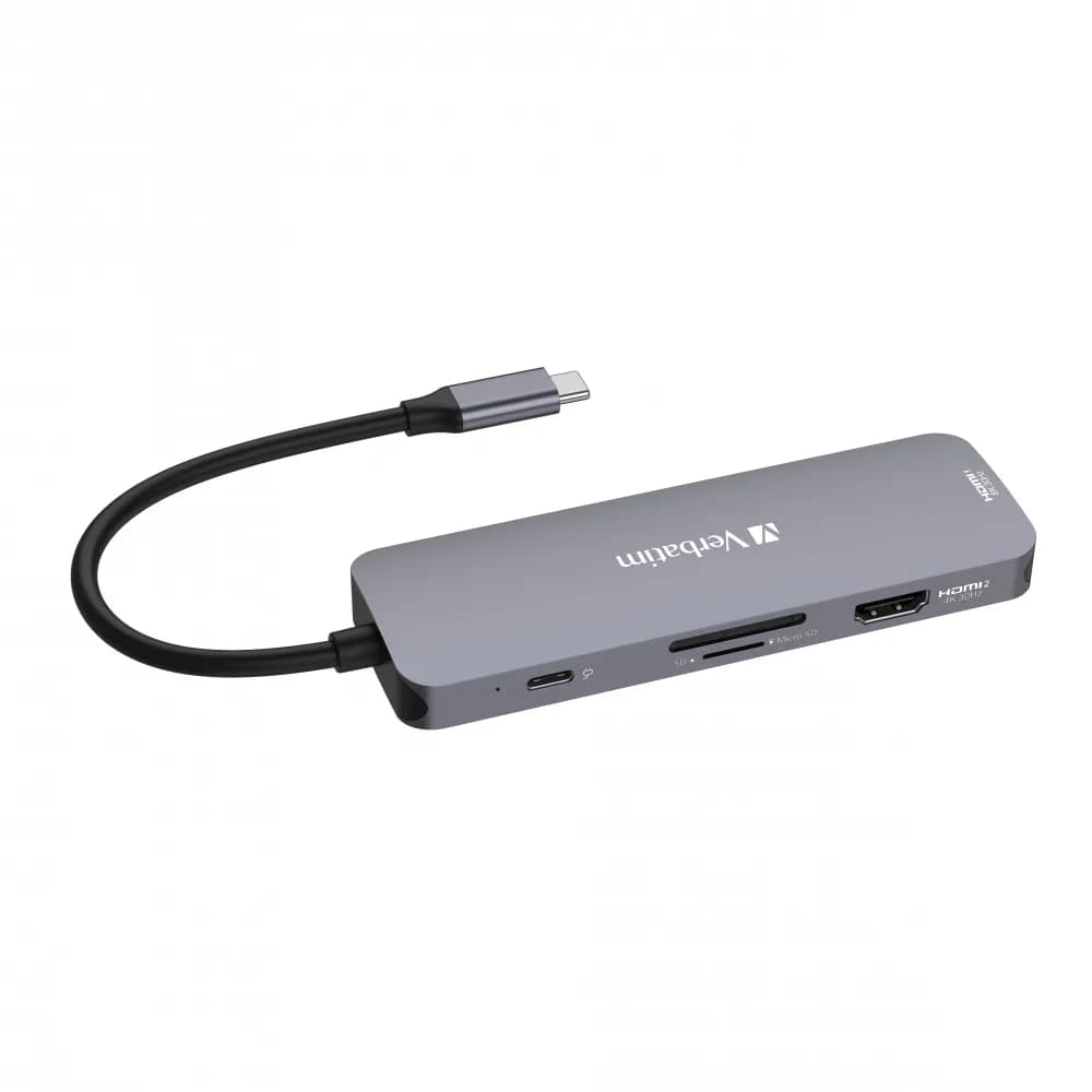Hub Verbatim USB C PRO MULTIPORT 8 PORT CMH 2 x HDMI, 3 x USB-A 3.2 Gen1, 1 x SD card slot, 1 x microSD card slot, 1 x USB-C PD "32151" — miniatură