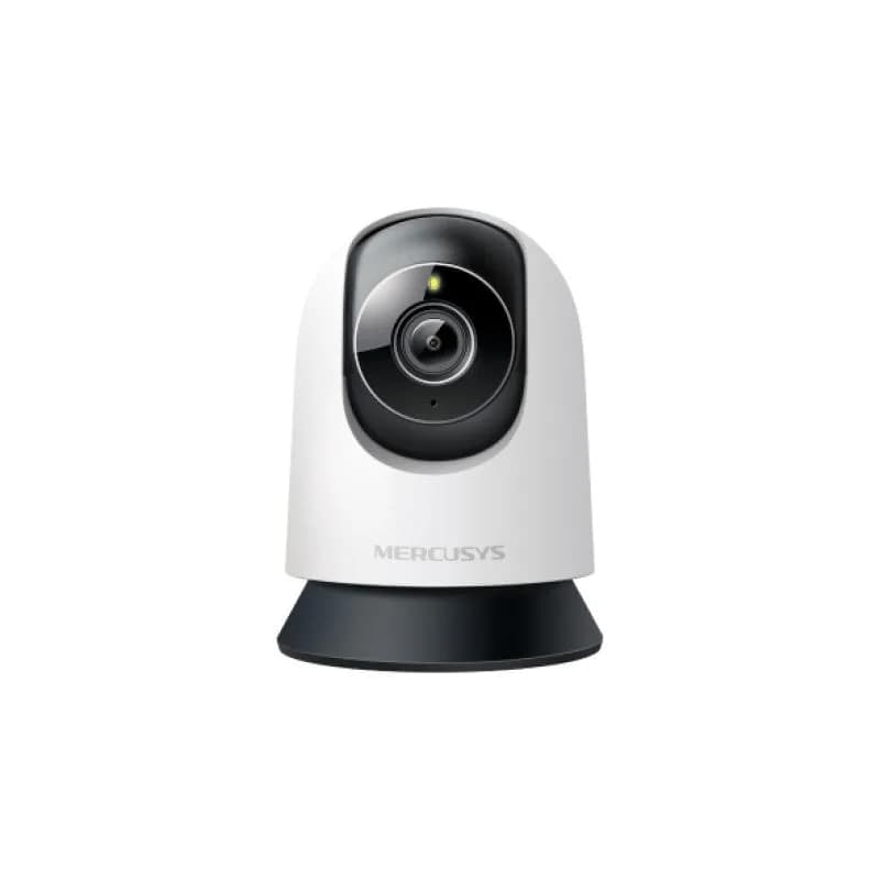 Pan/Tilt AI Home Security Wi-Fi Camera SPEC: 3K Resolution (2880*1620), Pan and Tilt (360° Horizontal), Built- in microphone and speaker, 850nm IR LED and Color Night Vision, 2.4GHz Wi-Fi FEATURE: MERCUSYS APP, Pan/Tilt, Smart Detection and Notification (Motion & Person & Pet & Vehicle), Baby