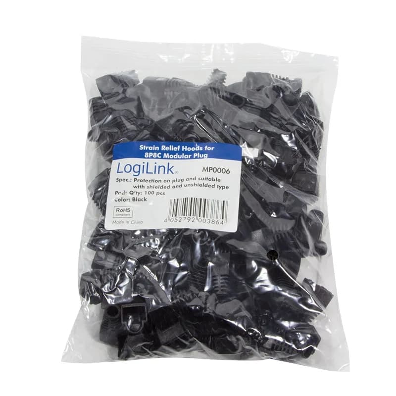 MANSON mufe RJ-45 LOGILINK pt. cablu UTP, FTP, SFTP, RJ-45 (T), plastic, 100 buc, negru, "MP0006"