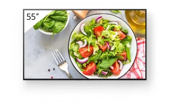 Monitor signage Sony BZ35L, 55", 550nit, 24/7, UHD, panel IPS, D-LED, 8ms, contrast static 1200:1, contrast dinamic 400000:1, mătuire 1%, Android 10, stocare 32GB. Miracast, Chromecast built-in, AirPlay, Apple HomeKit, Google Play Store. Conectivitate: WiFi (2.4GHz, 5GHz), BT 4.2, 1xComposit