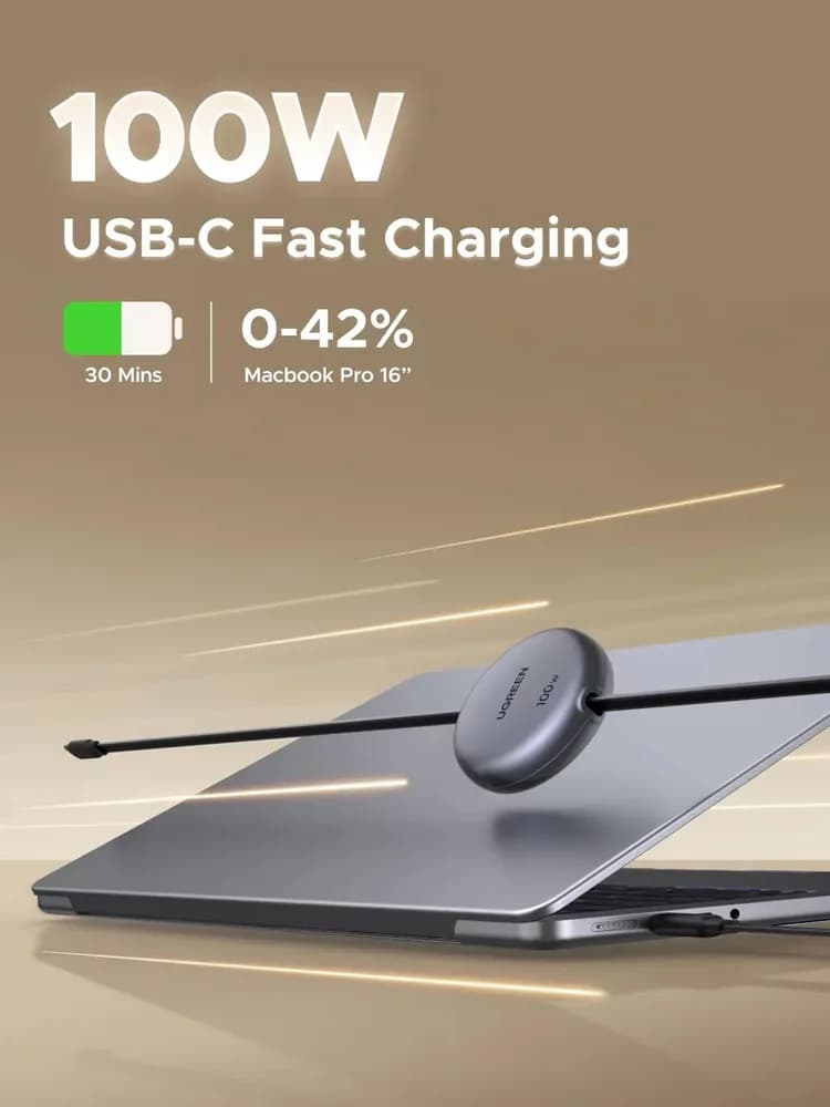 CABLU alimentare si date Ugreen, "L531", Fast Charging Data Cable pt. smartphone, USB Type-C la USB Type-C 100W, retractabil 1m, gri "65905" — miniatură
