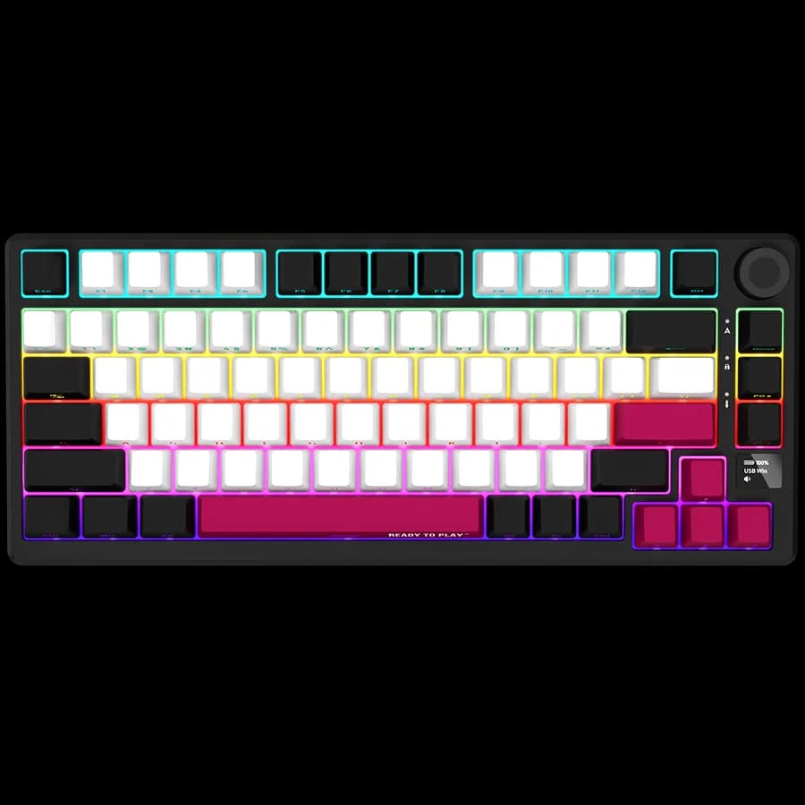 LORGAR KBP7075W, Wireless 75% Mechanical Gaming Keyboard Pro, Black/red, EN layout "LRG-KBP7075W-BK-US"