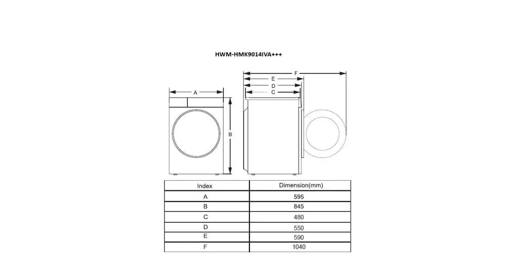 Masina de spalat rufe HEINNER HWM-HMK9014IVA+++, 9 kg, 1400 rpm, Clasa: A, Alb — miniatură