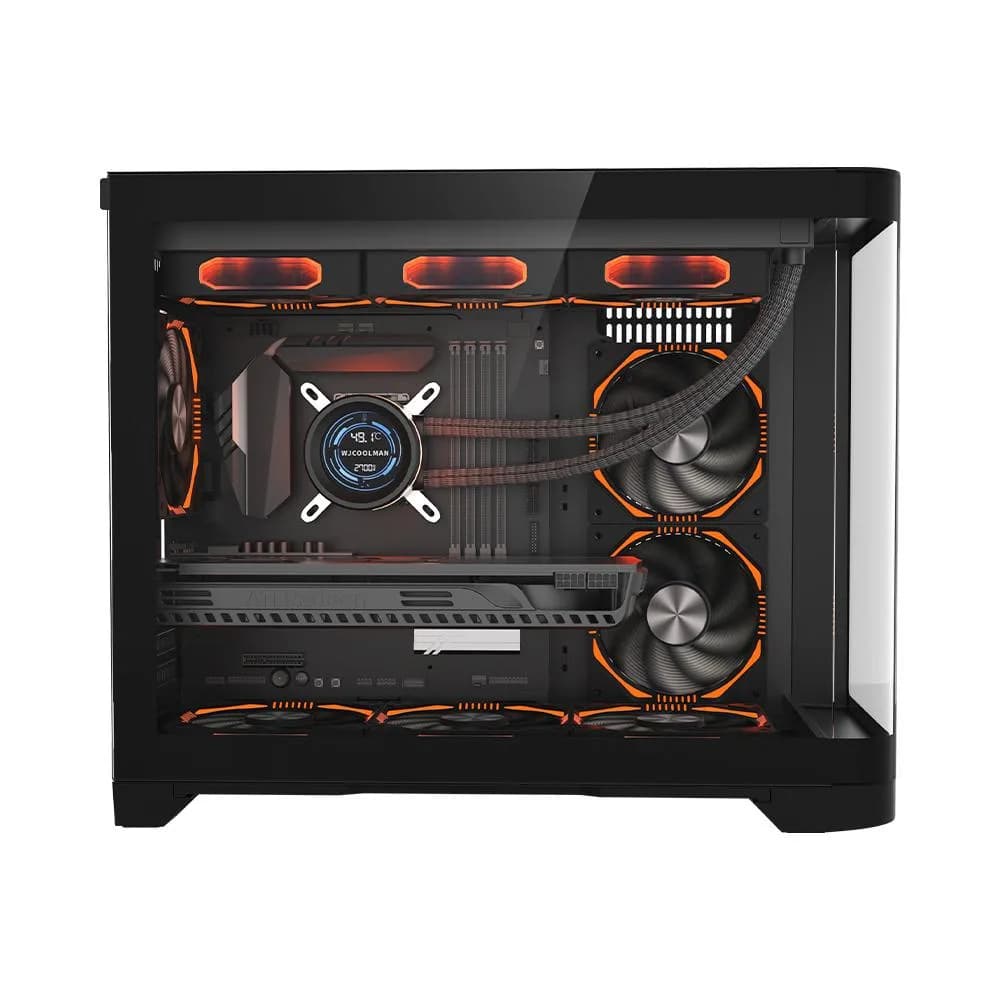 Carcasa 1stPLAYER® Gaming UV6-bk, Micro-ATX, 6 ventilatoare aRGB infinity efect plus PWM, telecomanda, negru — miniatură