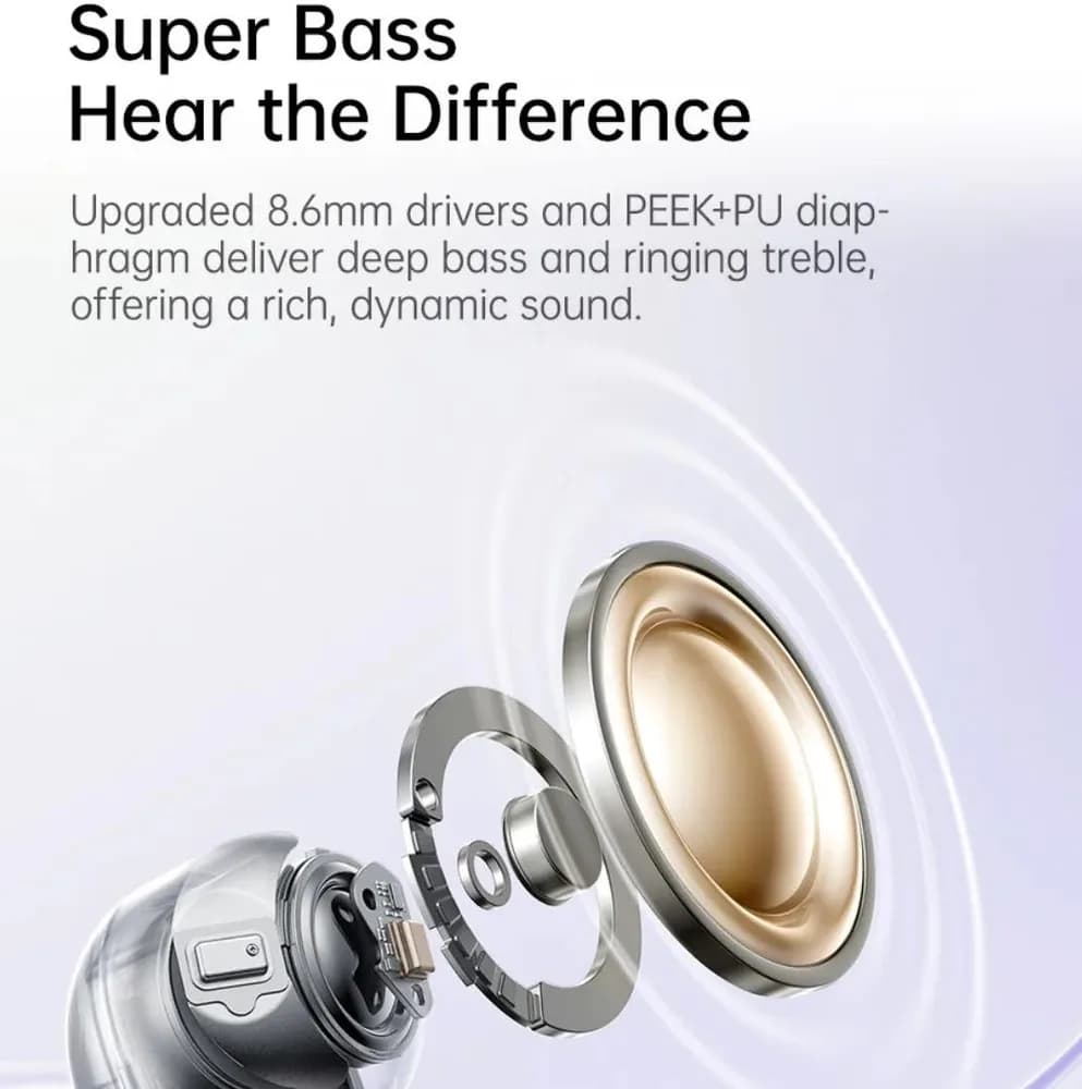 CASTI Baseus Bass BD1 TWS, pt smartphone, wireless, bluetooth 5.4, dual-mic pe casca, IP55 rezistenta apa, 8 ore durata baterie, negru "A00084601123-Z1" - 6932172686789 — miniatură