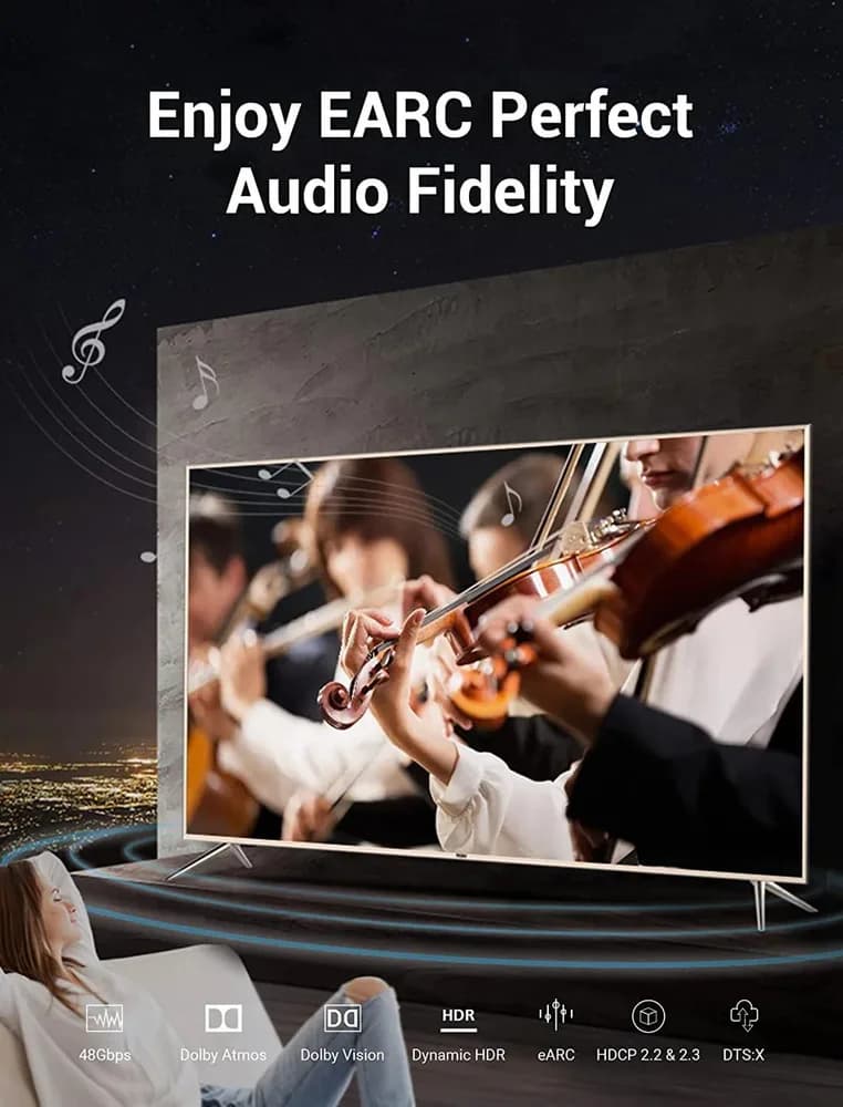 Cablu video Vention, HDMI (T) la HDMI (T), 1m, rezolutie 8K la 60Hz, conectori auriti, negru, "AANBF" - 6922794743489 — miniatură