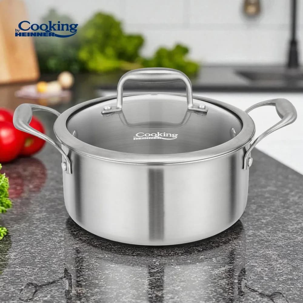 SEMIOALA INOX+CAPAC STICLA 20x10CM, 2.8L, ATOMIC3, COOKING BY HEINNER — miniatură