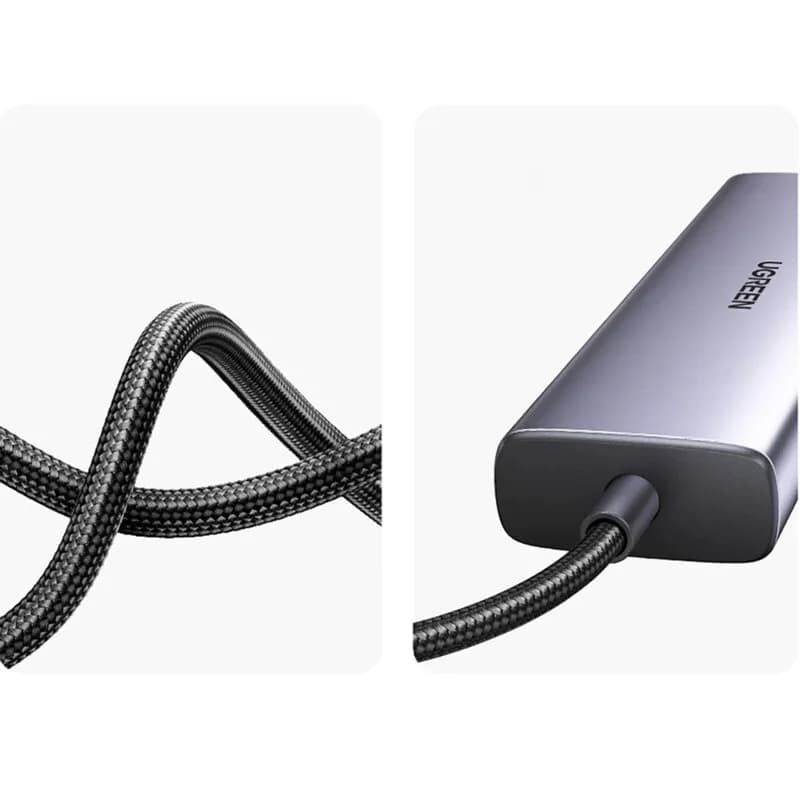 DOCKING Station Ugreen, "CM512" conectare PC USB Type-C, USB 3.0 x 2| RJ-45 Gigabit x 1|HDMI 4K x 1 la 30Hz|USB-C x 1 PD 100W, aluminiu, gri "90568" - 6957303895687 — miniatură