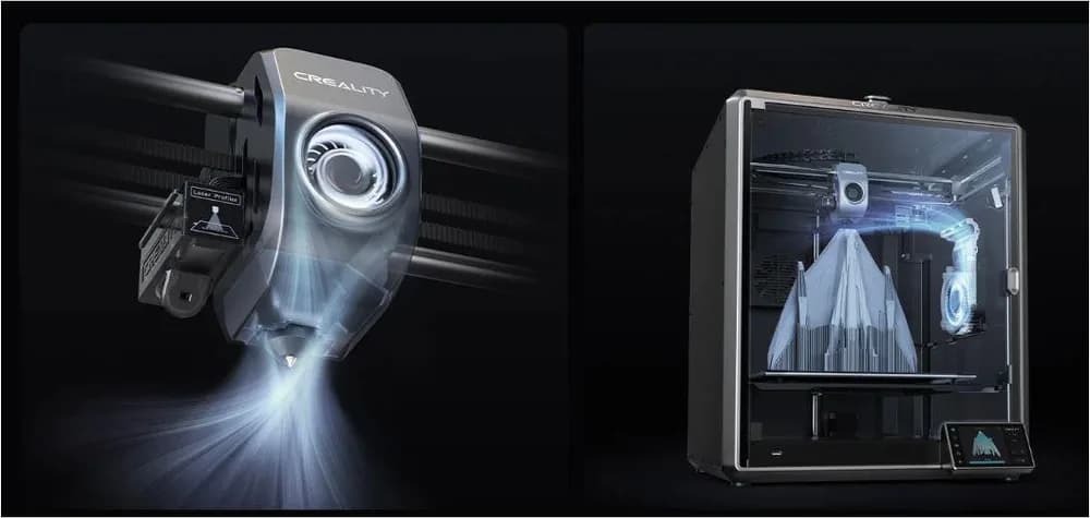 Imprimanta 3D Creality K1 MAX, Tehnologie FDM, viteza printare 600mm/s, Precizie 100 +/-0.1mm, Diametru filament: 1.75mm, tip filament compatibil: ABS/PLA/PETG/PET/TPU/PA/ABS/ASA/PC/PLA-CF/PA-CF/PET-CF, Transfer fisier: USB drive,WIFI temperatura duza:300 C, Format fisier: G-code,Software: Creality — miniatură
