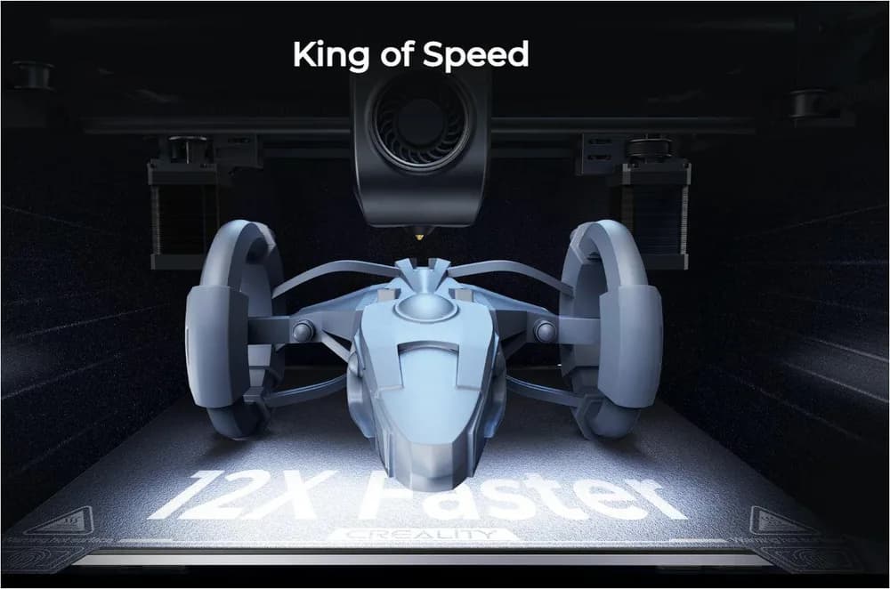 Imprimanta 3D Creality K1, Tehnologie FDM, viteza printare 600mm/s, Precizie 100 +/-0.1mm, Diametru filament: 1.75mm, tip filament compatibil: ABS/PLA/PETG/PET/TPU/PA/ABS/ASA/PC/PLA-CF/PA-CF/PET-CF, Transfer fisier: USB drive,WIFI temperatura duza:300 C, Format: STL/OBJ/AMF,Software: Creality Print — miniatură