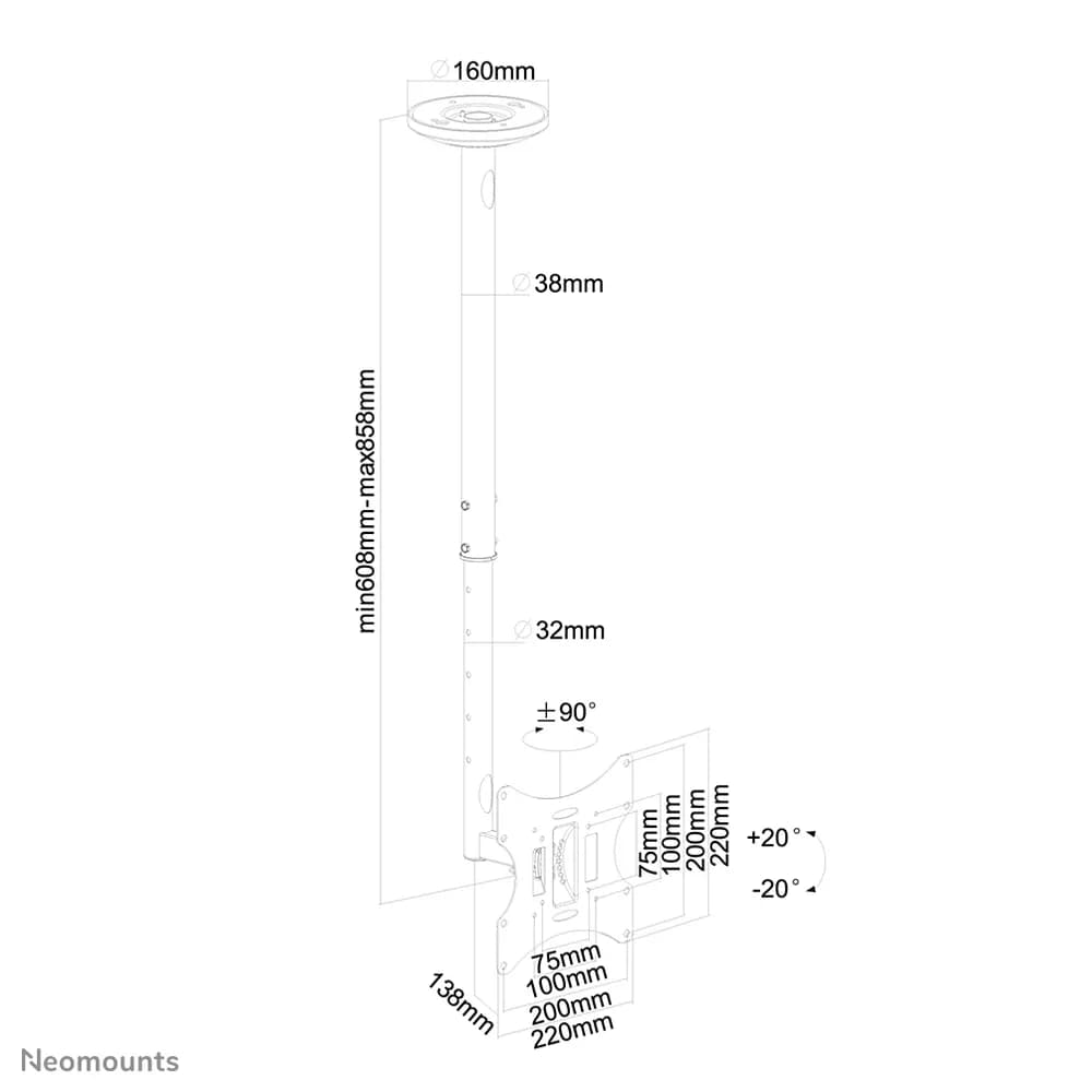 NM Monitor Ceiling Mount 10"-40" "FPMA-C060BLACK" — miniatură