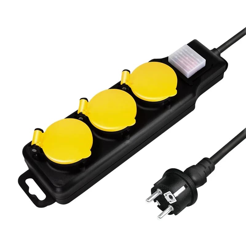 PRELUNGITOR LOGILINK, Schuko x 3, conectare prin Schuko (T), cablu 1.5 m, 16 A, protectie stropire cu apa, negru/ galben, "LPS253"