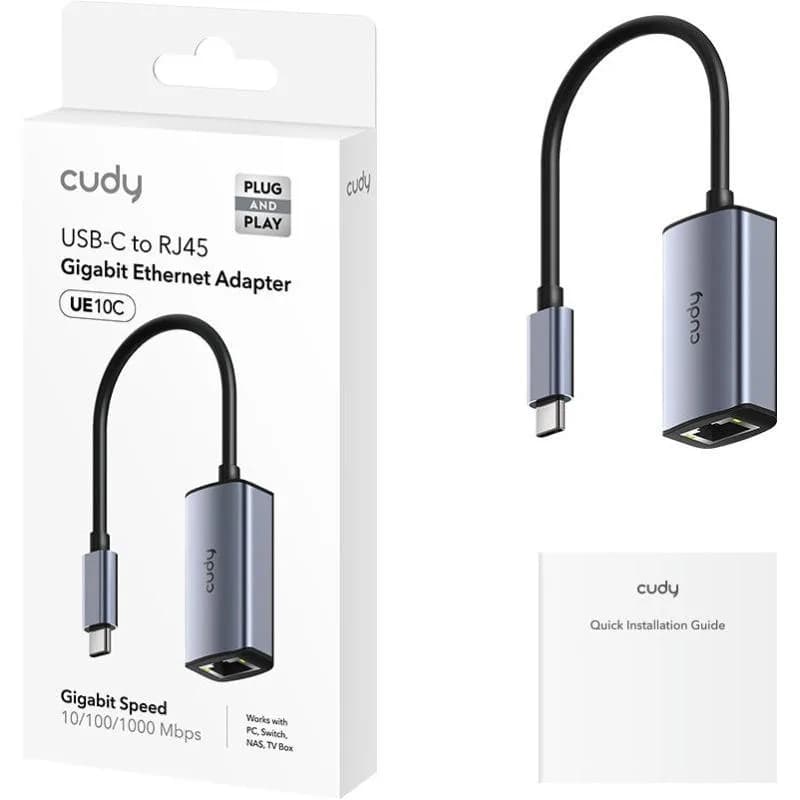 CUDY Aluminum Portable USB-C to Gigabit Ethernet Adapter, Compatible with Laptop, MacBook, Surface, PC with Windows, XP, Mac/Linux and more