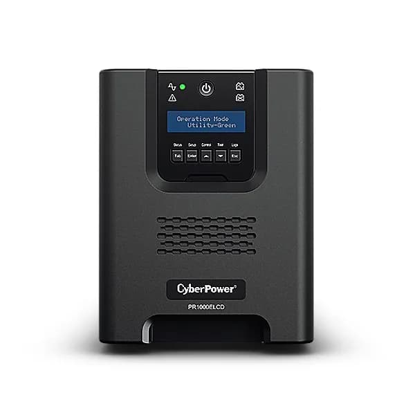 UPS CYBER POWER Line Int. cu Sinusoida Pura,tower,1000VA/900W,AVR,8xIEC,LCD,1xRBP0106,Backup 4-12 min,incarcare 8h,USB,RS232,GreenP,serie PR "PR1000ELCD" — miniatură