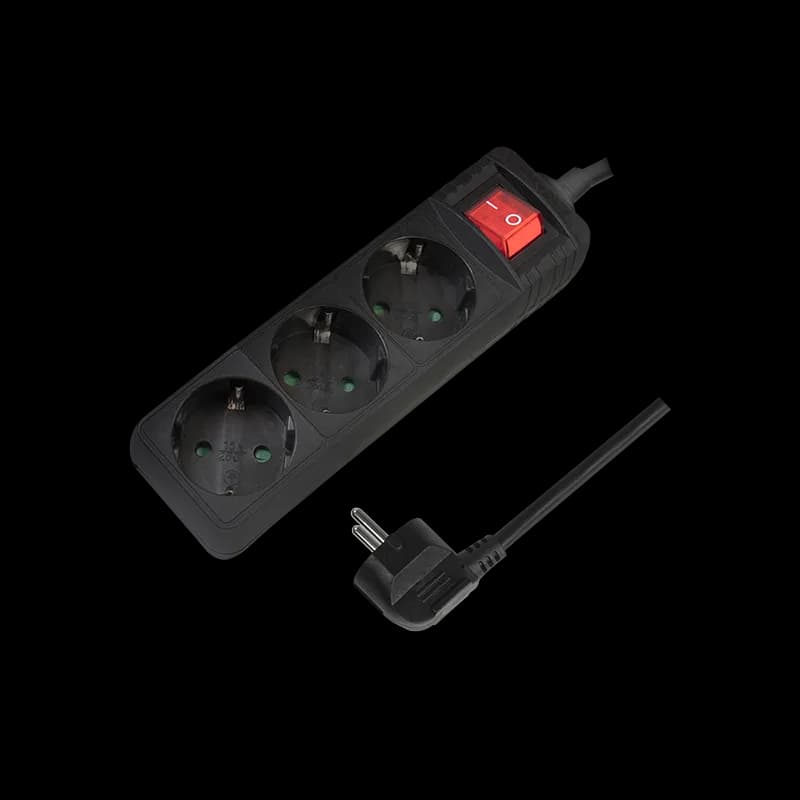 PRELUNGITOR LOGILINK, Schuko x 3, cablu 3G 1.5mm2, 230 V/16 A, 50 Hz, max. 3500 W, buton intrerupator iluminat, IP20, 1.4m, negru, "LPS206B"