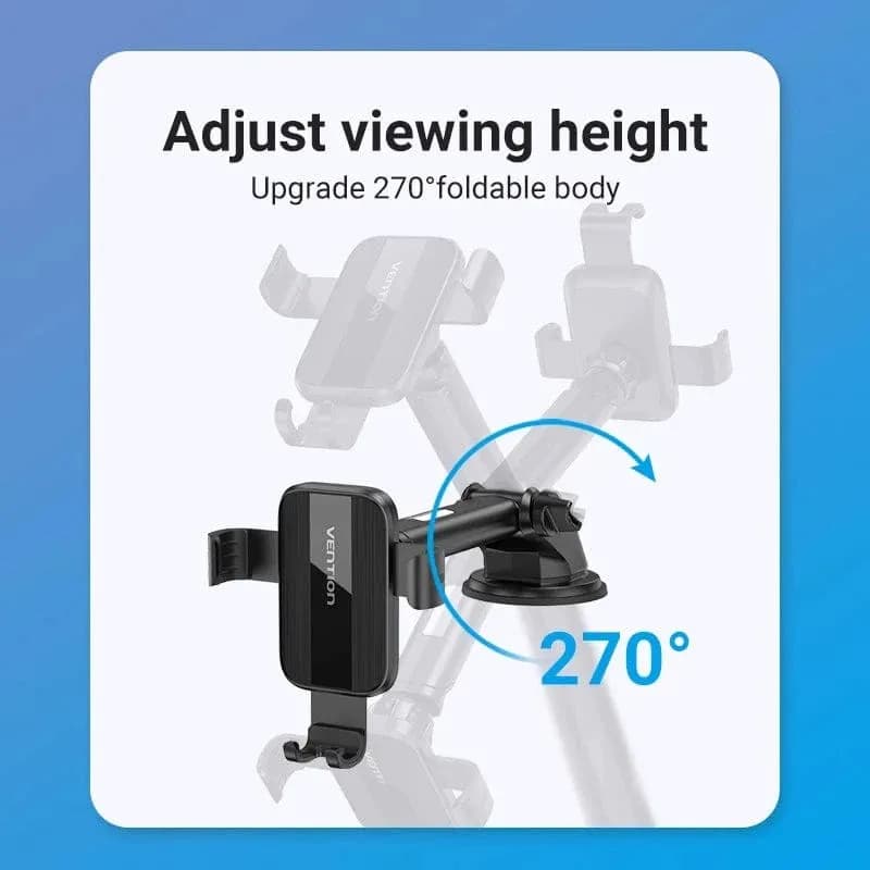 Suport AUTO Vention pt SmartPhone, fixare parbriz sau bord prin ventuza, unghi reglabil, device compatibil 4.7-7.2inch, negru, "KCOB0" - 6922794764866 — miniatură