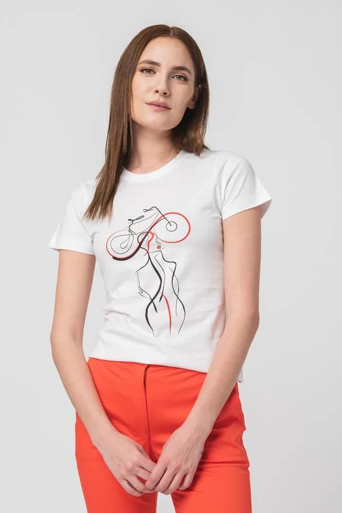 TSHIRT CASUAL F DOAMNA CU... WHITE-M — miniatură