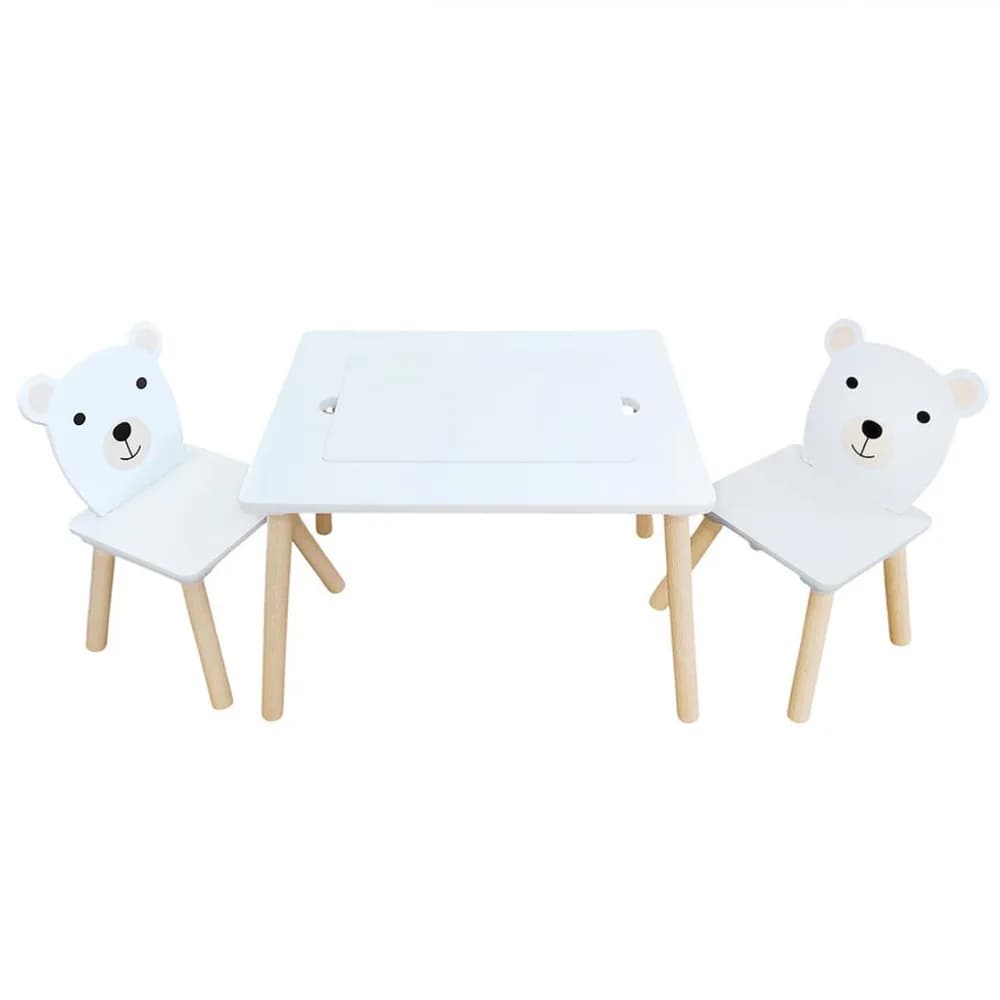 Set masuta si 2 scaune, cu spatiu de activitati, Bear, U-Grow — miniatură