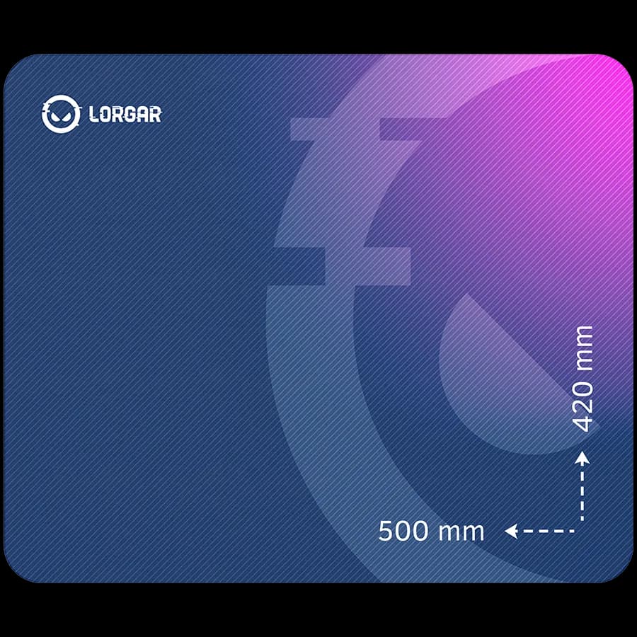 Lorgar Main 135, Gaming mouse pad, High-speed surface, Purple anti-slip rubber base, size: 500mm x 420mm x 3mm, weight 0.41kg "LRG-GMP135"