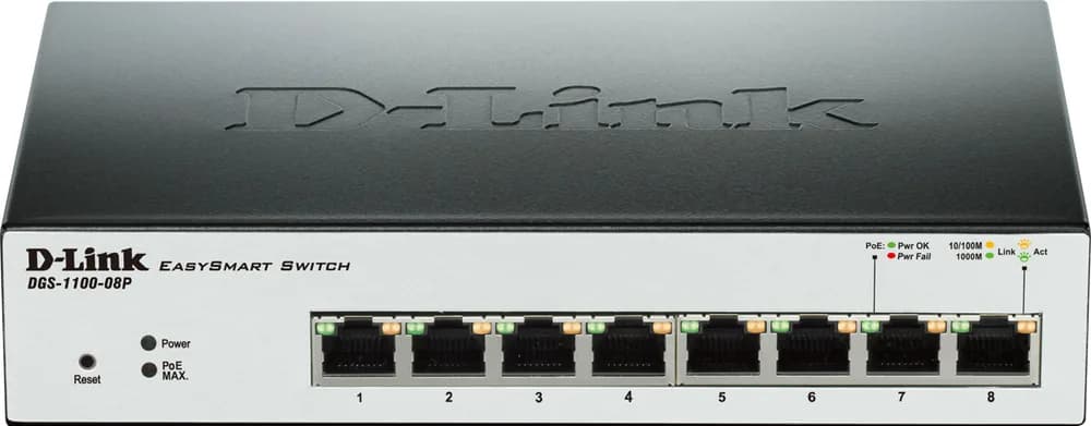 SWITCH PoE D-LINK Smart 8 porturi Gigabit (8 PoE) + 2 porturi SFP, IEEE 802.3af/at, carcasa metalica, rackabil, "DGS-1210-08P"