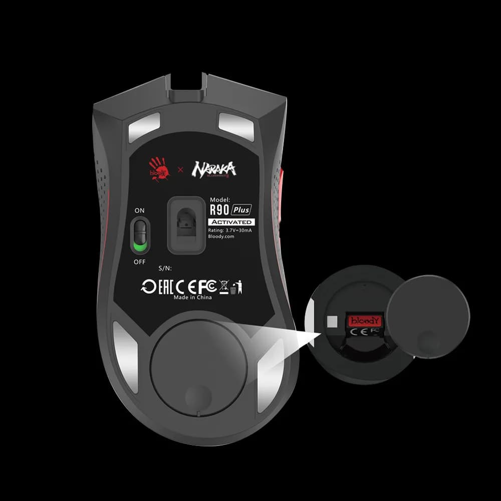 MOUSE A4tech - gaming, "Bloody co-branded Naraka", wireless, 2.4GHz, optic, 5000 cpi, butoane/scroll 8/1, alb, "R90 Plus" (include TV 0.18lei) — miniatură
