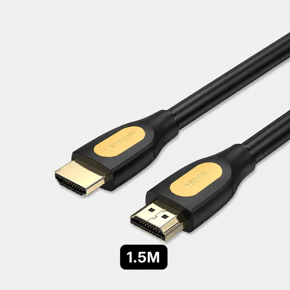 Cablu video Vention, HDMI (T) la HDMI (T), 1.5m, rezolutie 4K la 60Hz, conectori auriti, negru-galben, "ALIBG" - 6922794766921