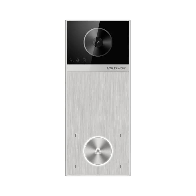 Post videointerfon de exterior WI-FI Hikvision DS-KV6114-MWBE1, montaj aparent, camera HD 4MP, WDR, unghi vizualizare: orizontal: 150° vertical: 75°, iluminare IR: 3m, cititor de card incorporat mifare M1 13.56 MHz, microfon omnidirectional si difuzor incorporat, configurare de la distanta via Web