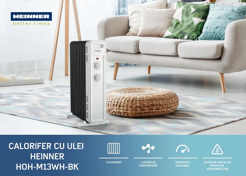 CALORIFER CU ULEI HEINNER HOH-M13WH-BK — miniatură