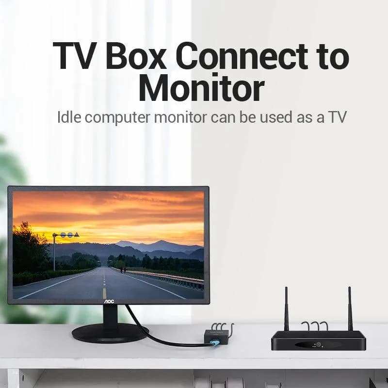 Convertor video Vention, HDMI (M) la RCA (M), switch 1080p/720, alimentare prin miniUSB-B inclus, carcasa metalica, conectori auriti, negru, "AEFB0" - 6922794746145 — miniatură