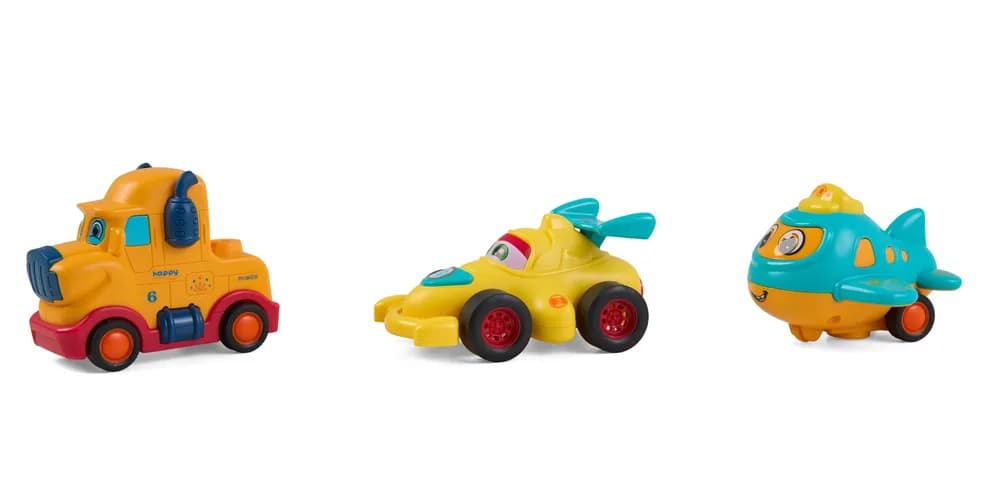 SET 3 VEHICULE ACTIONATE PRIN INERTIE, DIVERSE MODELE SI CULORI, MOMKI — miniatură