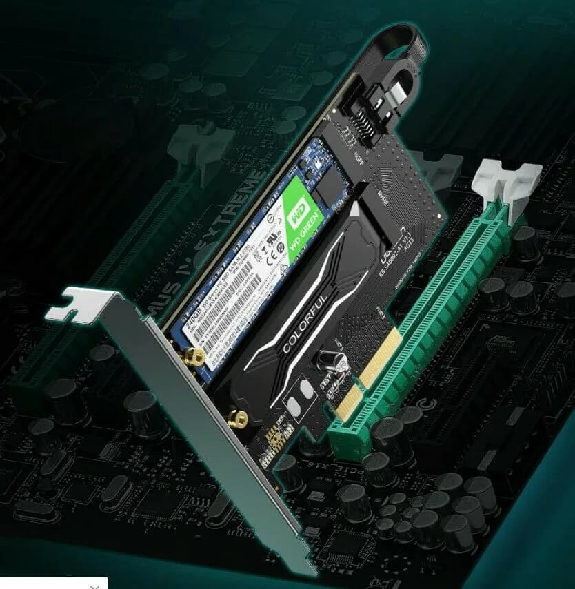 ADAPTOR Ugreen, "CM302" 2 X M.2 (M)(NVMe) la PCle 3.0, adaptor pt. SSD M.2 cu form factor 2280, 2260, 2242 si 2230 "70504" - 6957303875047 — miniatură