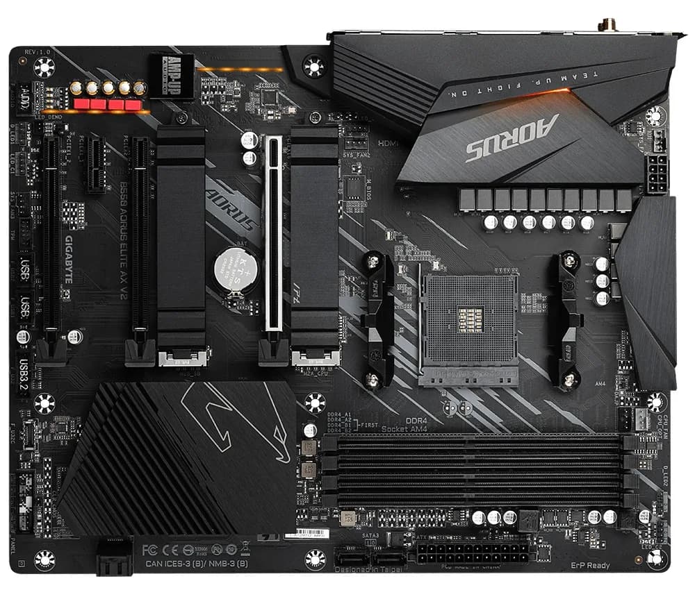 Gigabyte Main Board desktop B550 AORUS ELITE AX V2 AM4, 4xDDR4, 3xPCIe x16, 1xPCIe X1, 2xM.2, 4xSATAIII, 2xUSB3.2 Gen2, 5x USB3.2 Gen1,1xUSB Type-C, 6xUSB 2.0/1.1, ATX "B550_AORUS_ELITE_AX_V2"