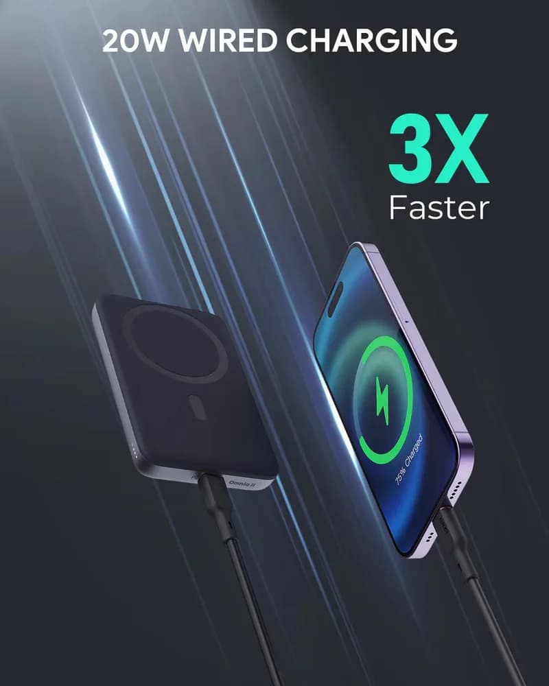 POWER BANK Aukey "PB-MS01" 6700 mAh, 20W magnetic, wireless, 1 x USB-C, 172g, negru, "US002-LLTSN1043192" - 689323786091 — miniatură