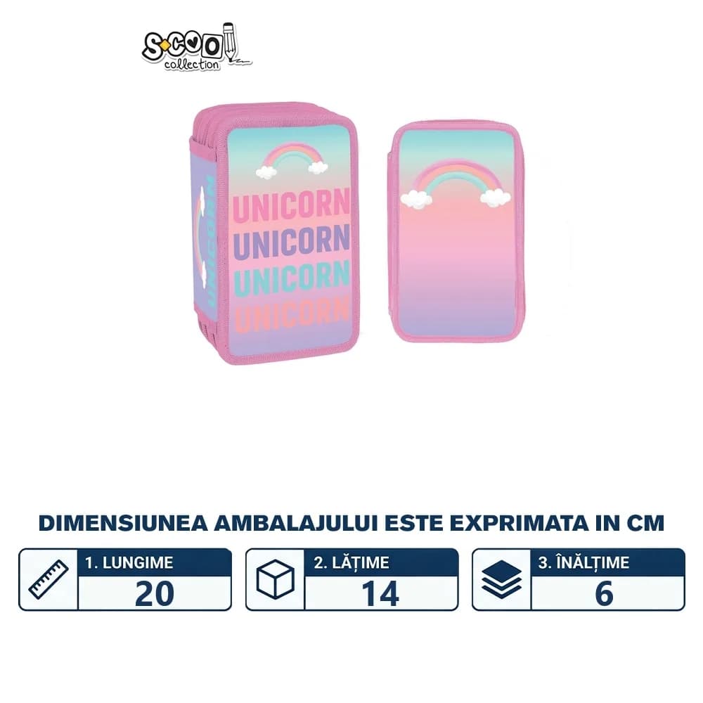 Penar echipat, 3 fermoare, 39 piese, UNICORN - S-COOL — miniatură