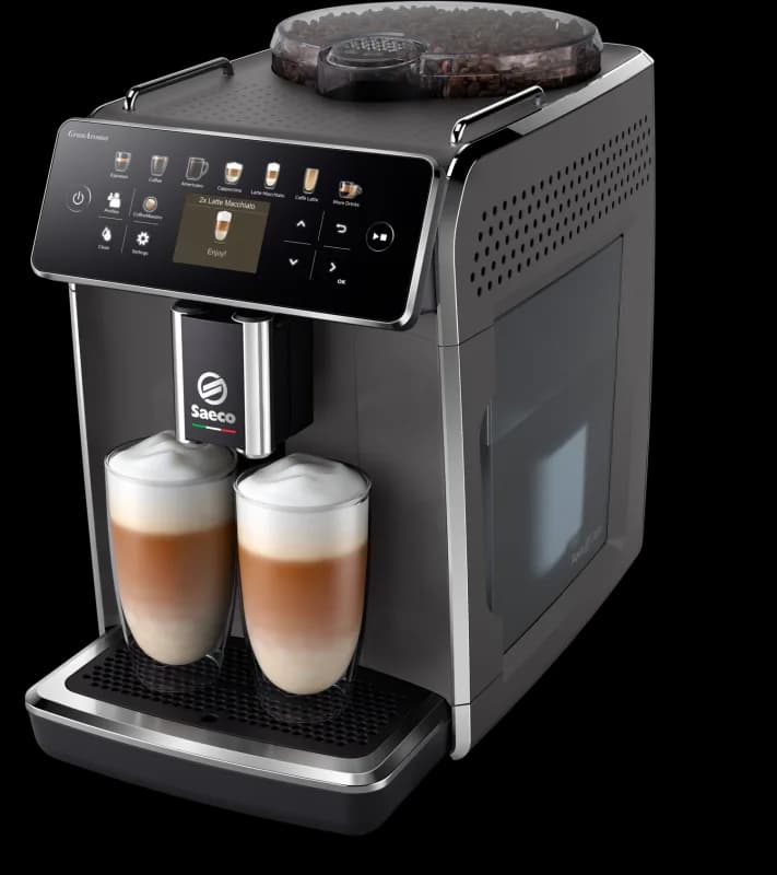 Espressor automat Saeco GranAroma SM6580/10, sistem de lapte Latte Duo, 14 bauturi, 15 bar, ecran TFT color, 4 profiluri utilizator, filtru AquaClean, rasnita ceramica, functie DoubleShot, Gri