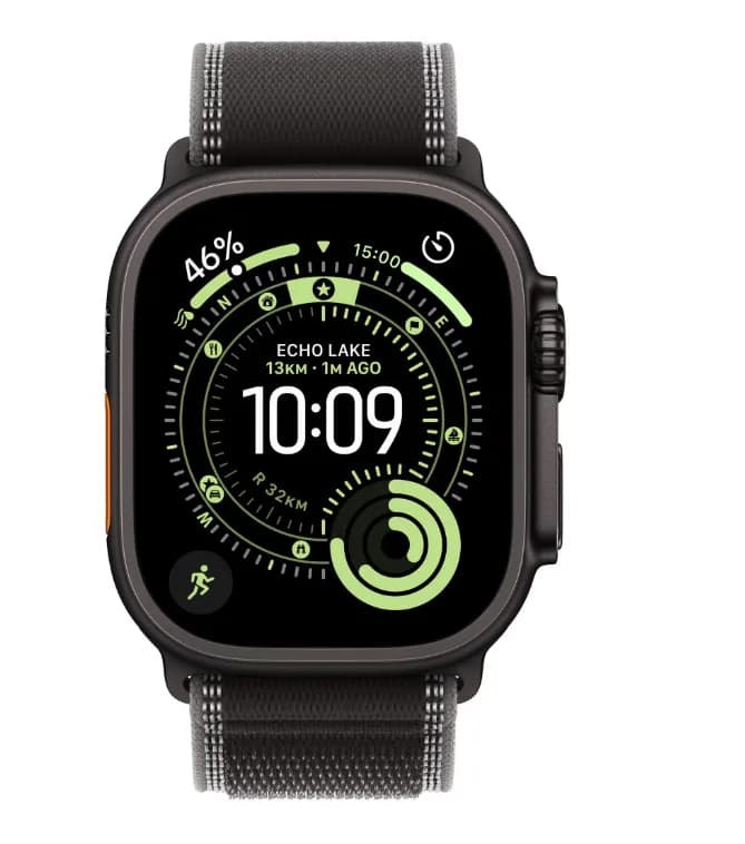 Apple Watch Ultra 3 GPS + Cellular 49mm Black Titanium Case with Black/Charcoal Trail Loop - M/L